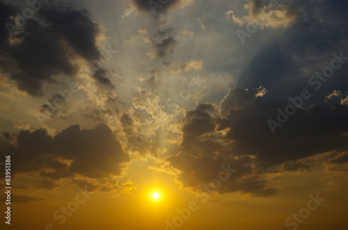 beautiful cloud with sun light and golden sky  © mamong
