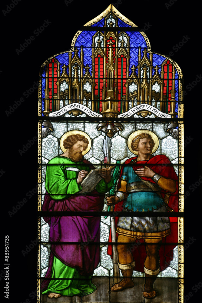 Saint Mark and Saint Demetrius, stained glass in Zagreb cathedral