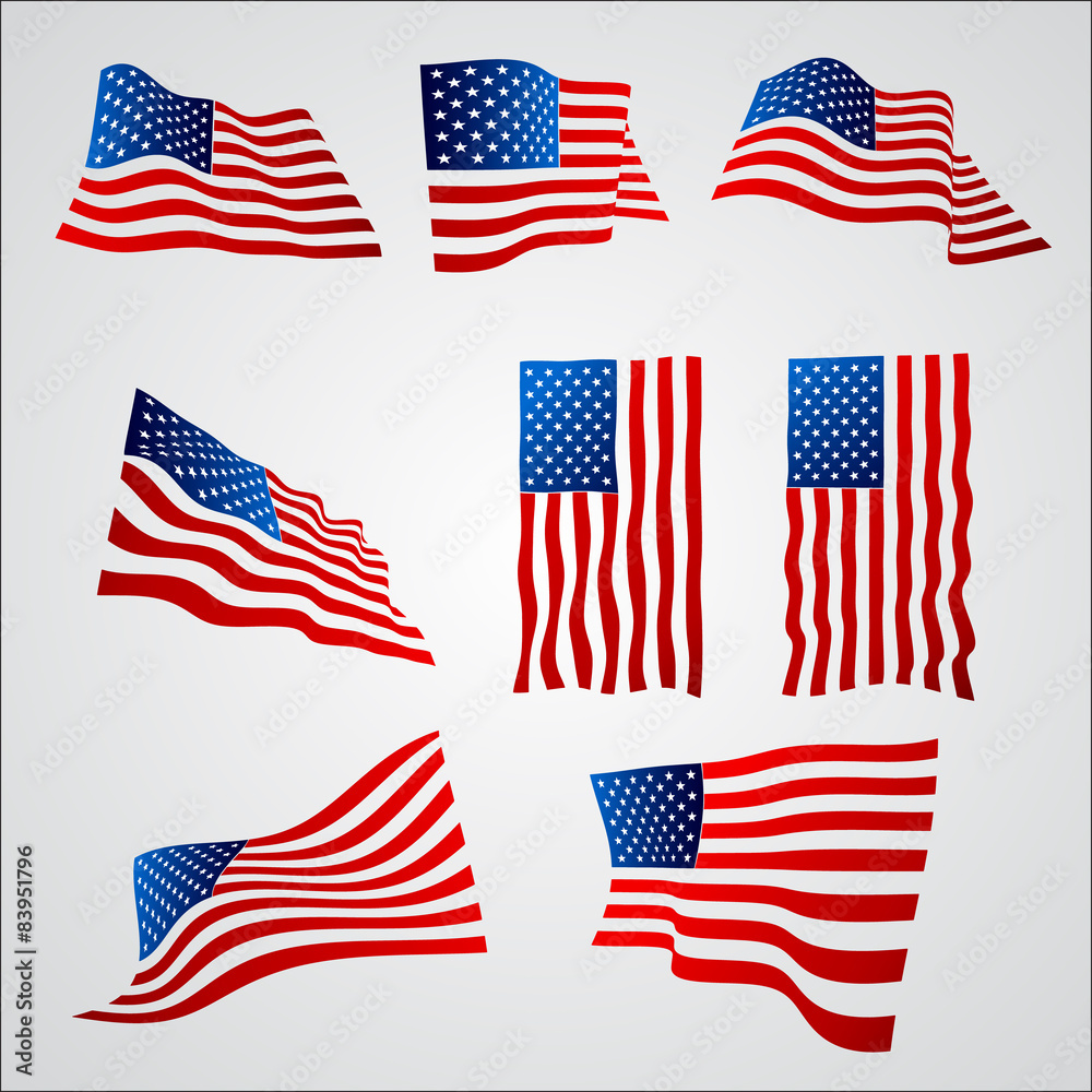 American flag with gradient isolated on white background American flag with gradient isolated on white background
