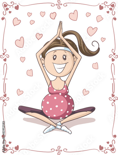 Pregnant Yoga Vector Cartoon