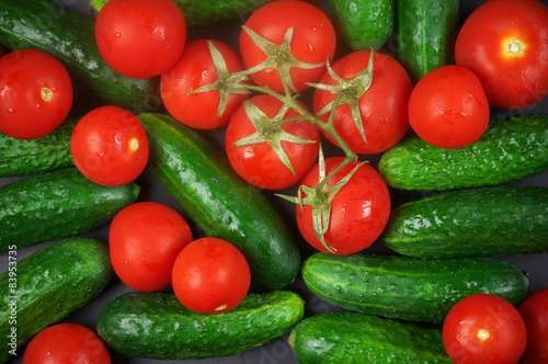 Tomatoes and cucumbers