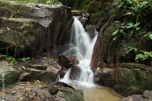 The small waterfall and rocks in forest  thailand