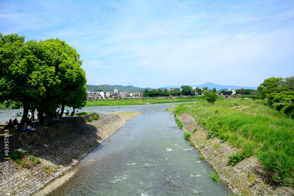 Hozu River in Arashiyama, Kyoto, Japan
