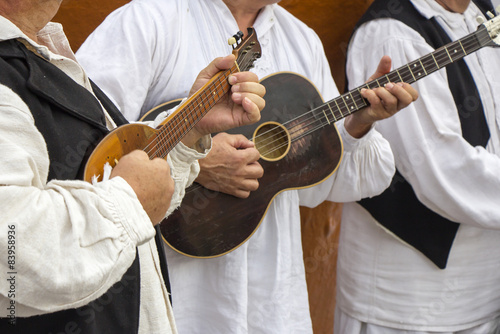 Croatian musicians in traditional Croatian folk costumes photo