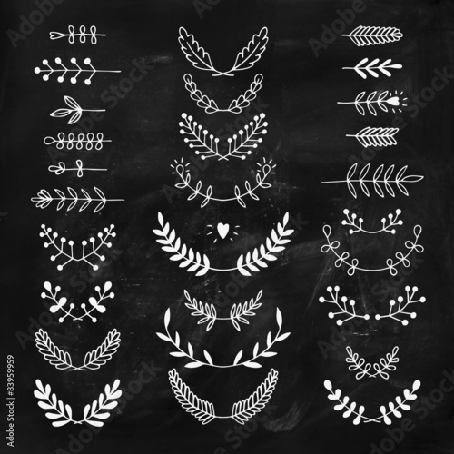 Set of vector handdrawn laurels, wreath photo