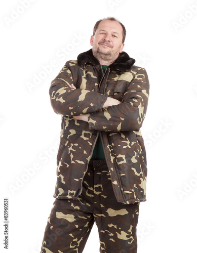 Worker military camouflage winter jacket.