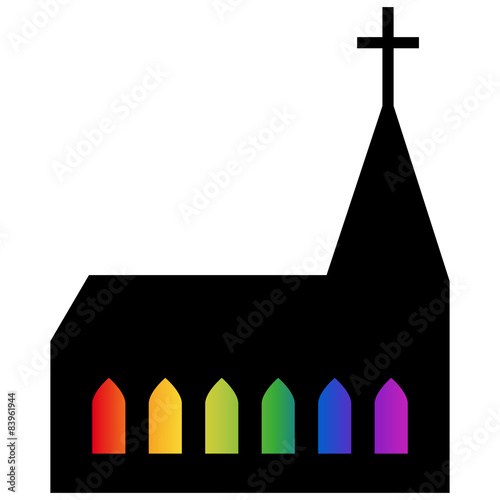 Kirche, gotisch, Icon, Vektor, Regenbogenfarben, freigestellt