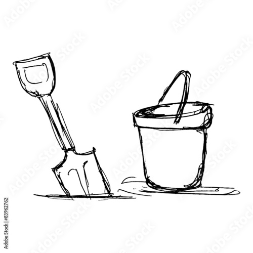 illustration of a bucket and spade