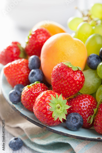 fresh fruits and berries. strawberry blueberry grape apricot