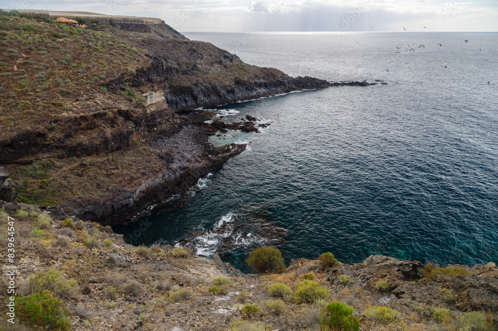 Rocky coastline near Abama beach, Tenerife, Spain