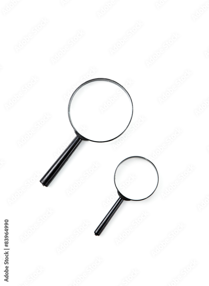 Magnifying glass isolated on white with soft shadow Magnifying glass isolated on white with soft shadow