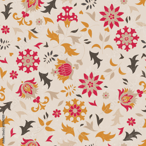 Beautiful seamless pattern with stylized flowers. Vector