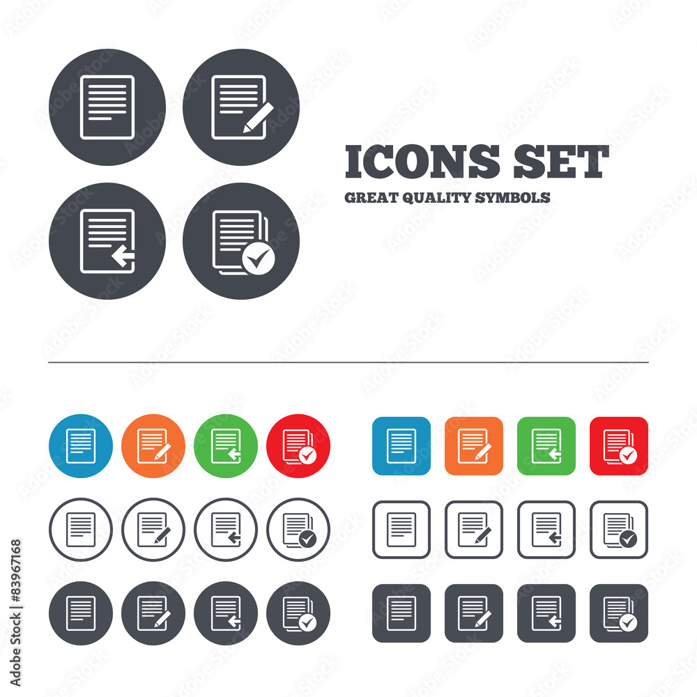 Document icons. Upload file and checkbox.