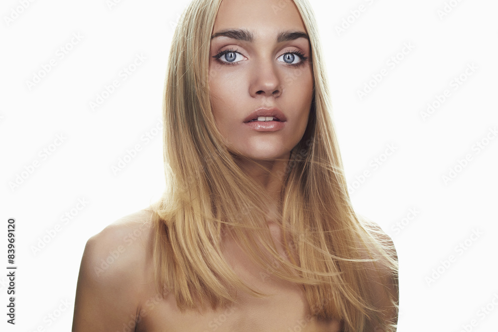 beautiful young woman with long hair.Blond girl.Beauty salon beautiful young woman with long hair.Blond girl.Beauty salon