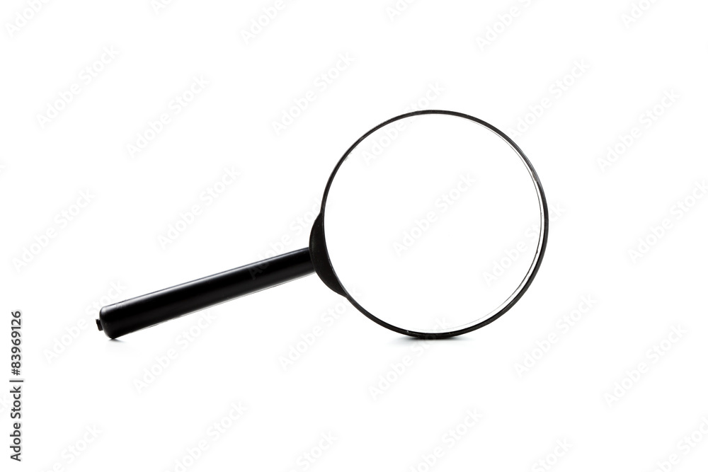 Magnifying glass isolated on white with soft shadow Magnifying glass isolated on white with soft shadow