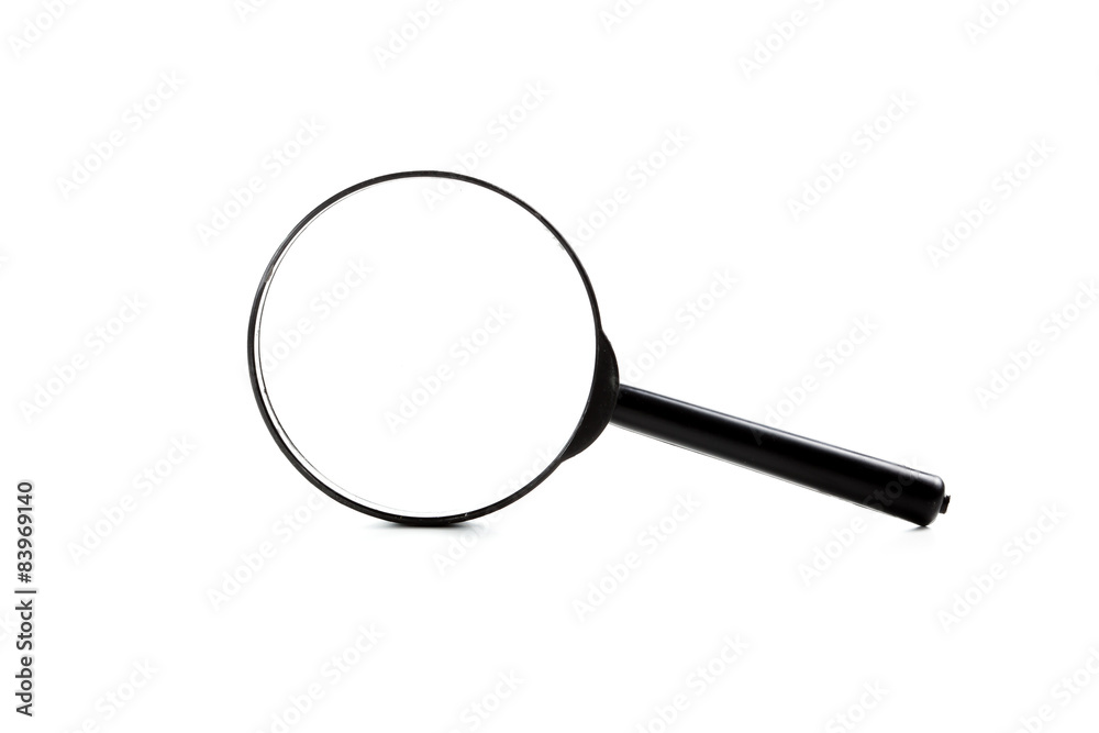 Magnifying glass isolated on white with soft shadow Magnifying glass isolated on white with soft shadow