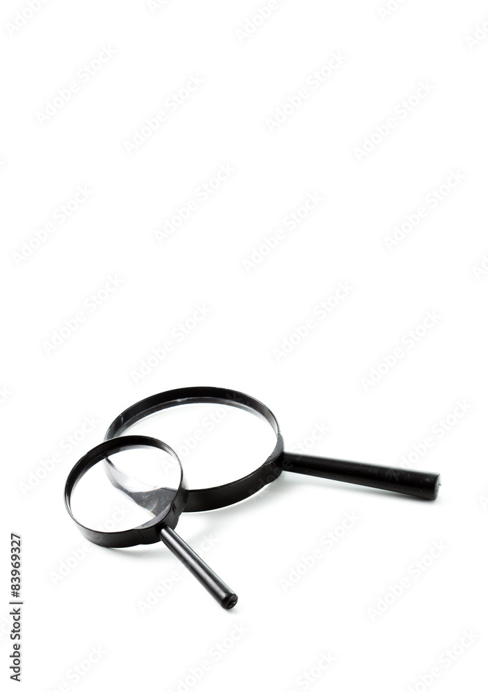 Magnifying glass isolated on white with soft shadow Magnifying glass isolated on white with soft shadow