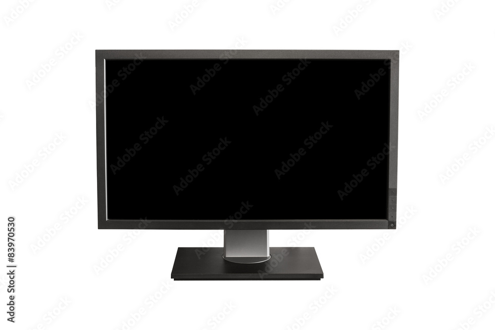 computer display with black blank screen - isolated on white background computer display with black blank screen - isolated on white background