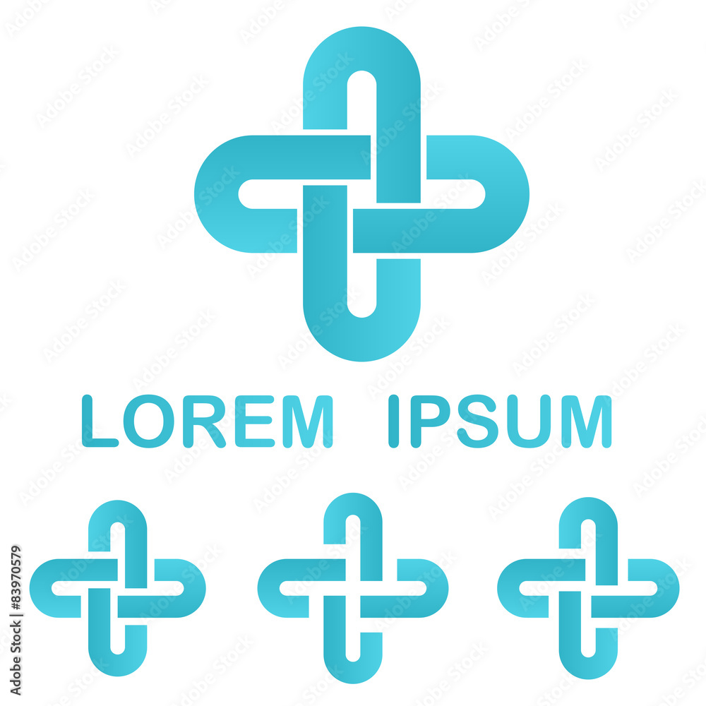 Cyan cycle logo icon design template set Cyan cycle logo icon design template set