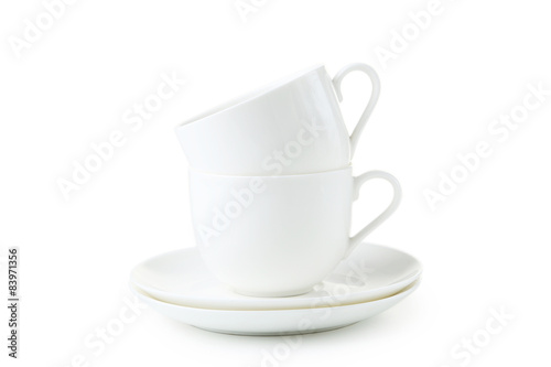 White coffee cups isolated on white
