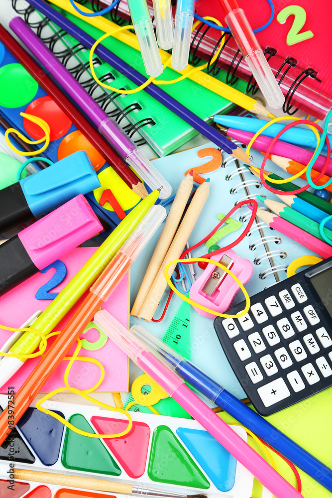 Full background of school supplies Full background of school supplies