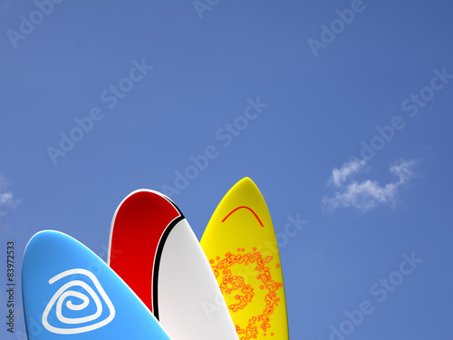 Surfboards with sky behind