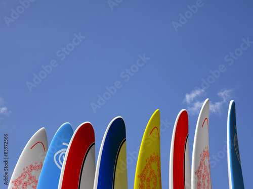 Surfboards with sky behind