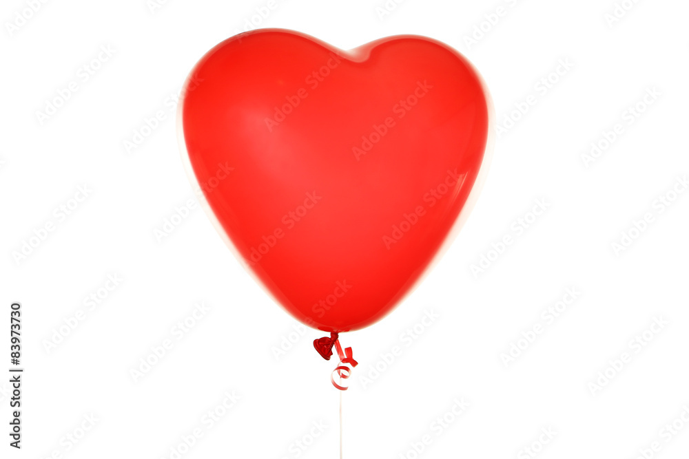 Red heart balloon isolated on white
