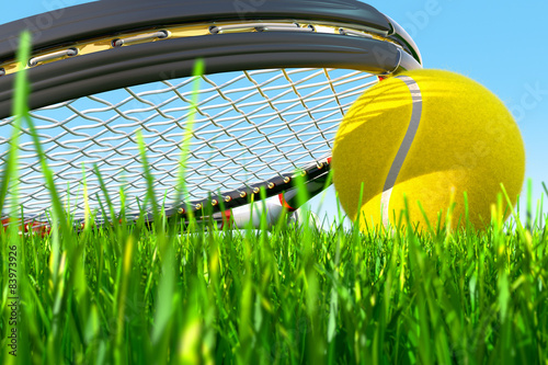 Tennis Racket Grass Front