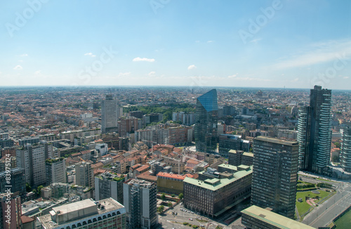 Milan the view from above of Porta Garibaldi- Isola -Porta Nuova