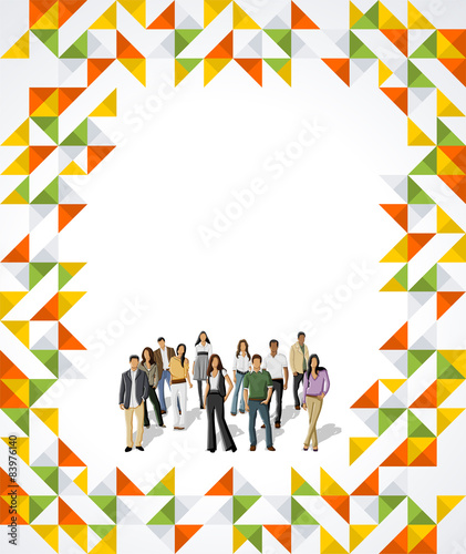 Colorful template for brochure with business people
