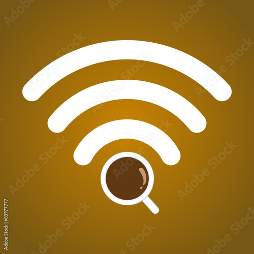 Coffee shop WiFi zone sign, Free Wi Fi. internet connection