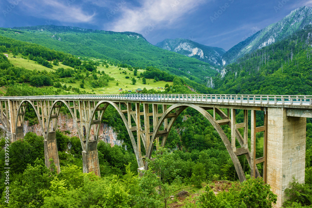 Mountain landscape, Montenegro. Durdevica Tara arc bridge Mountain landscape, Montenegro. Durdevica Tara arc bridge