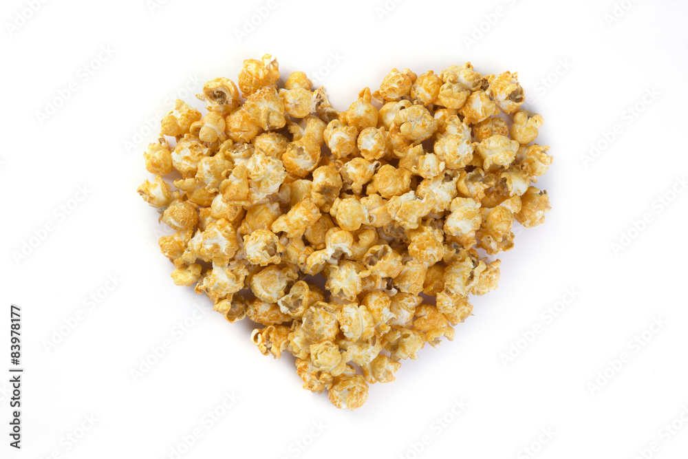 Love Popcorn isolated on a white background with shadow Love Popcorn isolated on a white background with shadow