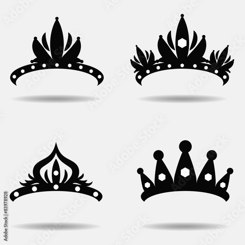 Diadem vector illustration silhouette set. Set of four.