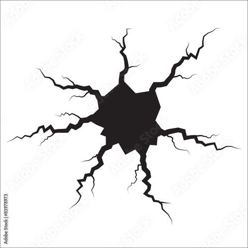 Earth Crack vector, rip through white background