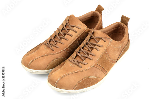 Brown men shoes isolated on white background