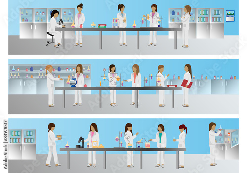 Medical Scientists - Laboratory Research, Different Situations Set - Vector Illustration, Graphic Design Editable For Your Design