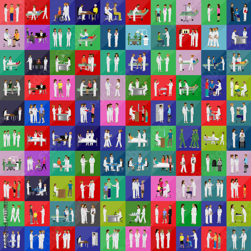 Medical Staff And Patients Different Situations Set - Vector Illustration, Graphic Design Editable For Your Design