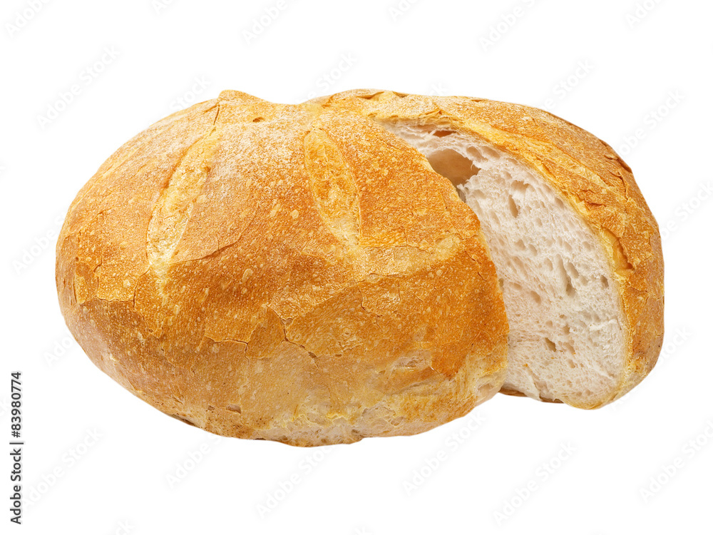 Sliced appetizing bread.Isolated.