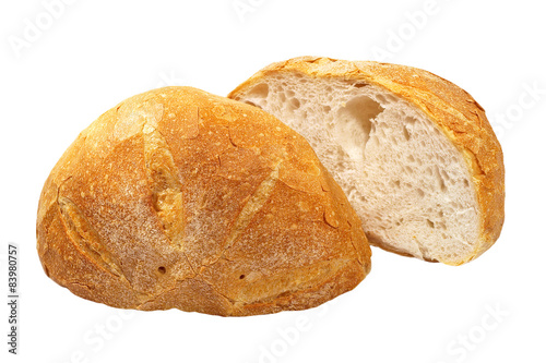 Two halves of appetizing bread.Isolated.