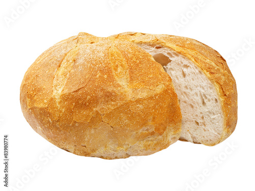 Sliced appetizing bread.Isolated.