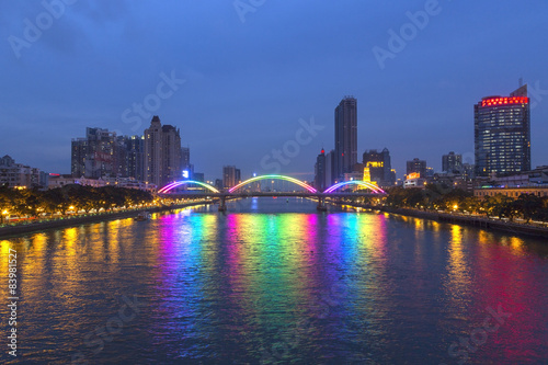 Guangzhou city after sunset
