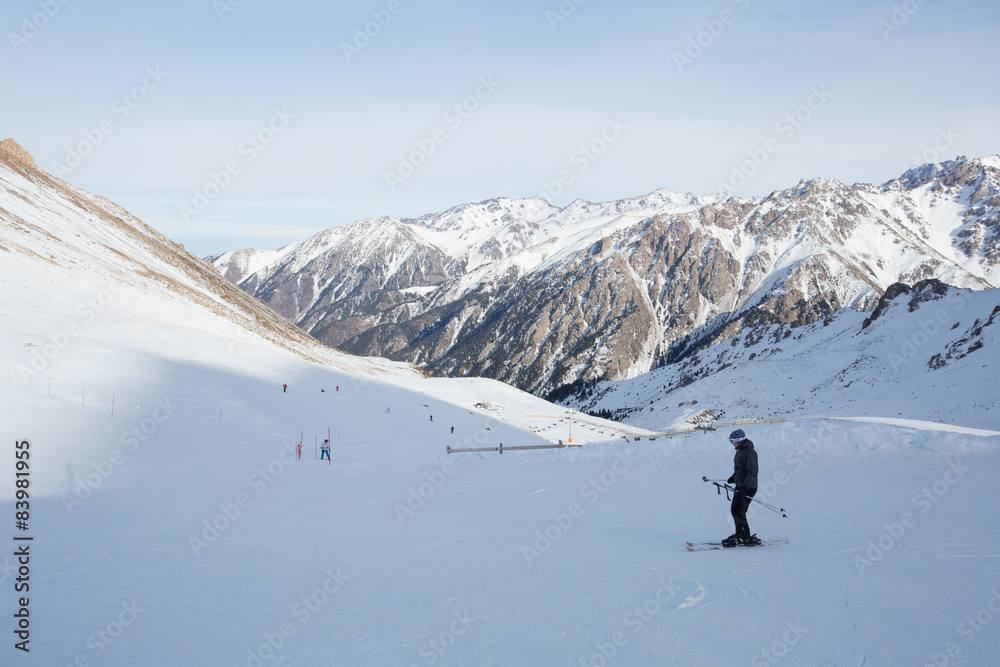 Snowboarder in the mountains