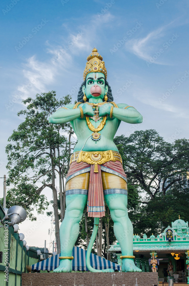 Hanuman statue is a Hindu god at Batu Caves Kuala Lumpur.