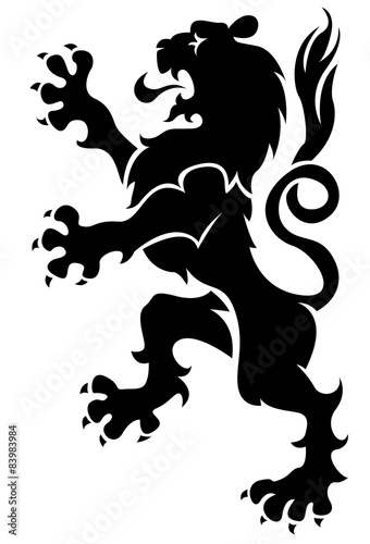 Black heraldic lion 
