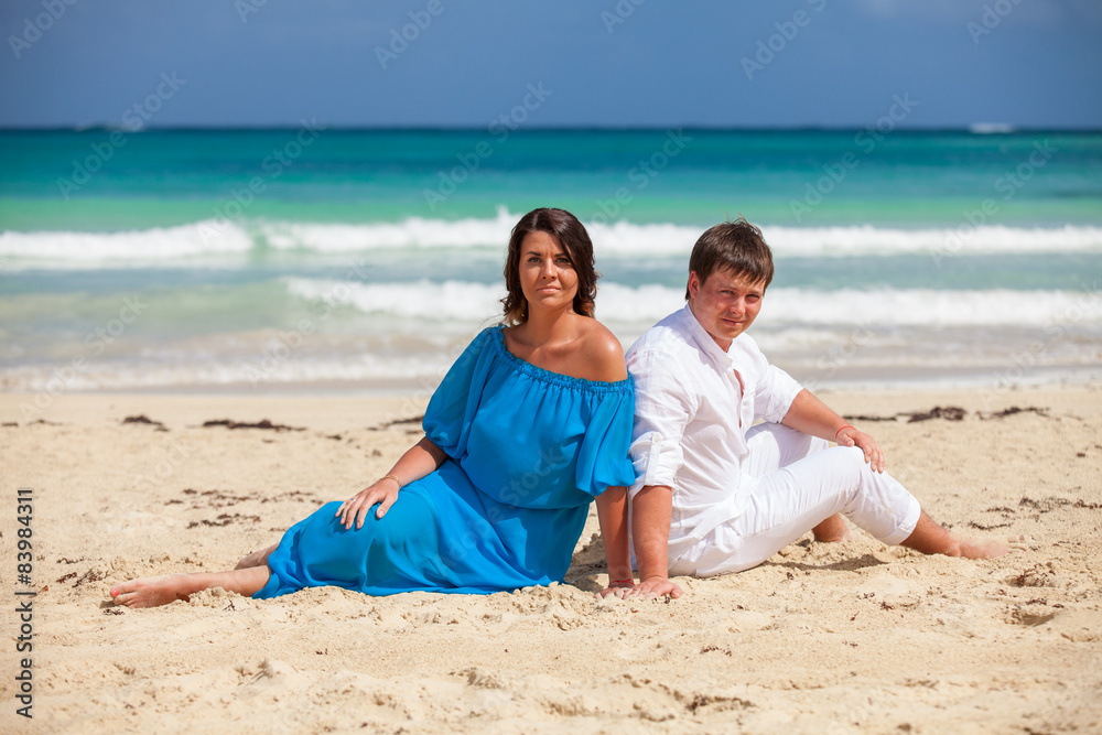 Beach couple walking on romantic travel. Beach couple walking on romantic travel.