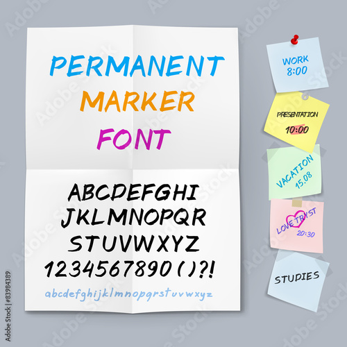 Sticker paper permanent marker font
