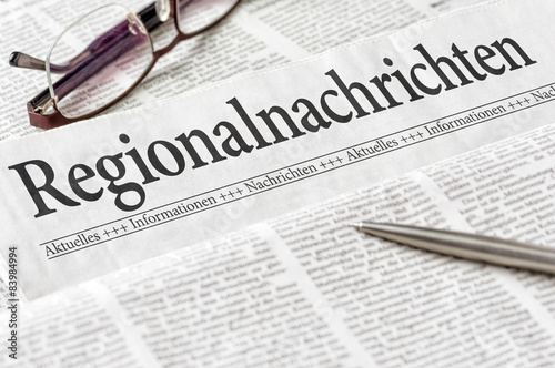 Zeitung mit der Überschrift Regionalnachrichten