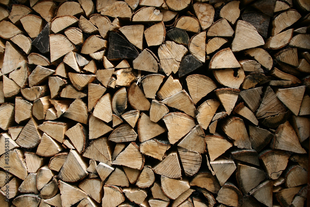 Pile of dried chopped firewood stacked for winter. Pile of dried chopped firewood stacked for winter.